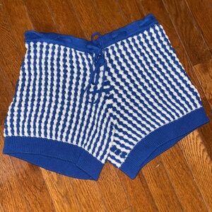 brand NWOT electric & rose blue and white crochet beach shorties